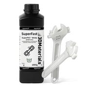 SuperPCS Résine d'imprimante 3D, la Plus résistante et la Plus Rapide, 50 um 1,8 GPA, Impression en 1,5 Sec, Fabriquée en Corée par 3DMaterials (1000g, Blanc)