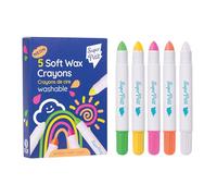 SUPERPETIT - 5 crayons de cire couleurs néon super doux et lavables multi-surfaces : vitres, miroirs, baignoires et papier. FACILE A NETTOYER - REUTILISABLE - A PARTIR DE 3 ANS