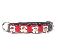 Superpipapo Collier en Cuir pour Chihuahua, Chiot et Petit Chien - Design Original, Luxe et Élégant, Fait à Main - Jolies Fleurs en Couleurs Rouge Blanc