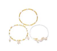 Superposition Bracelet de cheville empilable pour femme avec perles plus solides en coquillages Alliage de bijoux de plage Perles artificielles Accessoire de plage Plage Vacances Chaîne de vacances