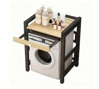 Superposition Lave Linge Seche Avec étendoir dissimulé Meuble de Rangement Hauteur réglable pour Machine à Laver à Tambour Kit de Superposition Lave Linge Seche Linge pour U Blackframe+walnut 1-Tiers