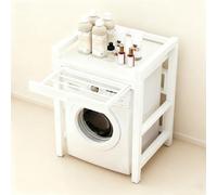 Superposition Lave Linge Seche Avec étendoir dissimulé Meuble de Rangement Hauteur réglable pour Machine à Laver à Tambour Kit de Superposition Lave Linge Seche Linge pour Usage domesti white 1-Tiers