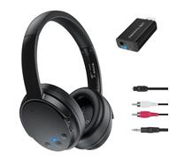 SUPERPOWER Casque TV sans Fil pour Personnes Âgées avec AptX Faible Latence, Over-Ear avec Émetteur USB, Sorties Optique/RCA/AUX/USB, Portée 30m, Autonomie 20H, Son Plus Fort & Plus Clair Seniors