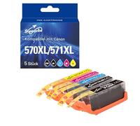 Superprint 570 571 XL Lot de 5 cartouches d'encre compatibles avec Canon PGI-570XL CLI-571XL pour PIXMA MG5750 MG6850 MG7750, TS5050 TS6050 TS8050 TS9050 Serie PGBK/noir/cyan/magenta/jaune