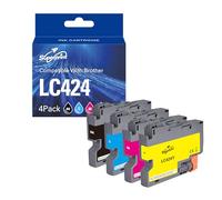 Superprint LC424 Lot de 4 cartouches d'encre compatibles Brother LC-424 LC 424 pour imprimantes Brother DCP-J1200W DCP-J1200WE (1 noir, 1 cyan, 1 magenta, 1 jaune)