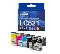 Superprint LC521 Lot de cartouches d'encre compatibles avec Brother LC521 LC521VAL pour imprimante DCP-J1260W DCP-J1310DW DCP-J1313DW DCP-J1360DW DCP-J1460DW (standard)