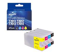 Superprint T7011 T7012 T7013 T7014 Lot de 4 cartouches d'encre avec puce compatibles avec Epson T7011-4 pour Workforce Pro WP-4015DN 4025DW 4515DN 4525DNF 4535DWF 4545DTWF 4595DNF