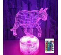 SUPERRUIDALONG 3D chaton télécommande 16 couleurs Night Light fantaisie acrylique LED lampe de table enfants lampe de chevet chambre Bureau décoration cadeau d'anniversaire jouets pour enfants