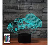 SUPERRUIDALONG Camion benne 3D avec télécommande 16 couleurs - Illusion de veilleuse en acrylique LED - Lampe de chevet pour enfants - Décoration de bureau - Cadeau d'anniversaire - Jouet pour enfants