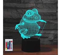 SUPERRUIDALONG Control remoto de rana 3D 16 luces nocturnas de color alumbre acrílico LED lámpara de mesa para niños dormitorio de cabecera escritorio decorado