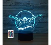 SUPERRUIDALONG Lampe créative de natation 3D avec télécommande - 16 couleurs - Illusion de nuit en acrylique LED - Lampe de chevet pour enfants et adultes