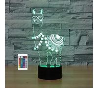 SUPERRUIDALONG Lampe d'alpaga 3D avec télécommande - 16 couleurs - Illusion de veilleuse en acrylique LED - Lampe de chevet pour enfants et adultes