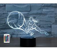 SUPERRUIDALONG Lampe de chevet 3D avec télécommande de volley-ball - 16 couleurs - Illusion de veilleuse en acrylique LED - Pour chambre à coucher, bureau, cadeau d'anniversaire - Jouet pour enfants
