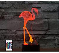 SUPERRUIDALONG Lampe de chevet 3D en forme de flamant rose - 16 couleurs - Illusion de veilleuse en acrylique LED - Pour chambre à coucher, bureau, cadeau d'anniversaire - Jouet pour enfants