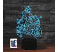 SUPERRUIDALONG Lampe de moto créative 3D avec télécommande - 16 couleurs - Illusion de veilleuse en acrylique LED - Lampe de chevet pour enfants et adultes