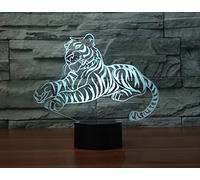 SUPERRUIDALONG Lampe tigre 3D avec télécommande - 16 couleurs - Illusion de veilleuse en acrylique LED - Lampe de chevet pour enfants et adultes