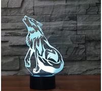 SUPERRUIDALONG Loup 3D Télécommande 16 couleurs Veilleuses Illusion Acrylique LED Lampe de chevet pour chambre d'enfant Décoration de bureau Cadeau d'anniversaire Jouet pour enfants