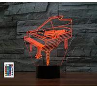 SUPERRUIDALONG Piano 3D Télécommande 16 couleurs Veilleuses Illusion Acrylique LED Lampe de chevet pour chambre d'enfant Décoration de bureau Cadeau d'anniversaire Jouet pour enfants
