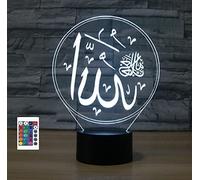 SUPERRUIDALONG Télécommande 3D - 16 couleurs LED - Illusion de veilleuse acrylique - Lampe de chevet enfant - Décoration bureau - Cadeau anniversaire - Jouet