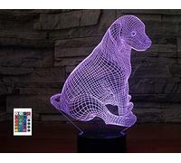 SUPERRUIDALONG Télécommande 3D pour chiot chien 16 couleurs illusion de veilleuse en acrylique LED lampe de chevet pour enfants décoration de bureau cadeau d'anniversaire jouet pour enfants