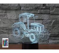SUPERRUIDALONG Télécommande 3D tracteur 16 couleurs - Illusion de veilleuse en acrylique LED - Lampe de chevet pour chambre d'enfant - Décoration de bureau - Cadeau d'anniversaire - Jouet pour enfants