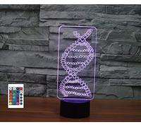 SUPERRUIDALONG Télécommande ADN 3D - 16 couleurs - Illusion de veilleuse en acrylique LED - Lampe de chevet pour chambre d'enfant - Décoration de bureau - Cadeau d'anniversaire - Jouet pour enfants