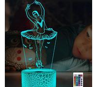 SUPERRUIDALONG Veilleuse 3D en forme de ballerine avec télécommande 16 couleurs - Illusion de lumière LED en acrylique - Lampe de chevet pour chambre d'enfant - Décoration de bureau d'anniversaire