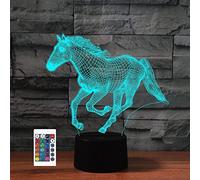 SUPERRUIDALONG Veilleuse 3D en forme de cheval avec télécommande - 16 couleurs - Illusion de couleur - Lampe de chevet LED en acrylique - Lampe de chevet pour chambre à coucher, bureau, cadeau