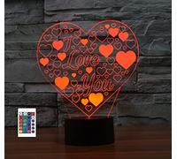 SUPERRUIDALONG Veilleuse 3D en forme de cœur avec télécommande 16 couleurs en acrylique LED Cadeau d'anniversaire