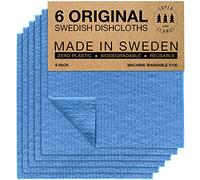 SUPERSCANDI Chiffons Lot de 6 - Lavables et Réutilisables | Chiffon Vitre sans Trace - Torchons Vaisselle & Éponge Durable | Chiffon Cuisine Toutes Surfaces - Bleu