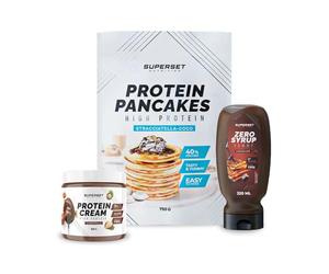 Superset Nutrition | Pack Petit-déj - Pancakes - Protein Cream Chocotella + Zero Syrup Chocolate | Les must-have du petit-déjeuner !