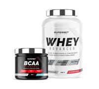 Superset Nutrition | Programme Galbe Musculaire - 100% Whey Proteine Advanced 900g Fraise Yogourt - Bcaa Hardcore Tutti Frutti | Permet d'obtenir un physique galbé et tonique en 4 semaines.