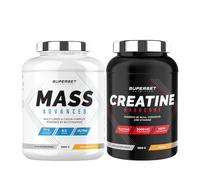 Superset Nutrition | Programme Prise De Masse Avancé - Mass Advanced 2,5kg Banana Split - Créatine Hardcore 1,5 Kg Orange | Permet de gagner en masse et en volume musculaire en 4 semaines seulement