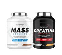 Superset Nutrition | Programme Prise De Masse Avancé - Mass Advanced 2,5kg Choco Nut - Créatine Hardcore 1,5 Kg Orange | Permet de gagner en masse et en volume musculaire en 4 semaines seulement