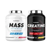 Superset Nutrition | Programme Prise De Masse Avancé - Mass Advanced 2,5kg Fraise Yogourt - Créatine Hardcore 1,5 Kg Tropical