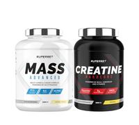 Superset Nutrition | Programme Prise De Masse Avancé - Mass Advanced 2,5kg Vanille Crémeuse - Créatine Hardcore 1,5 kg Tropical | Augmente la prise de masse et intensifie la force et le volume