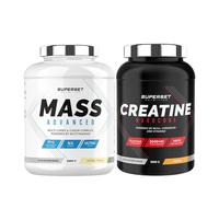 Superset Nutrition | Programme Prise De Masse Avancé - Mass Advanced 2,5kg Vanille Crémeuse - Créatine Hardcore 1,5 Kg Orange