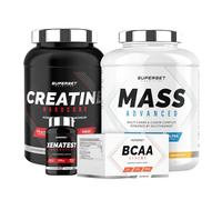 Superset Nutrition | Programme Prise De Masse Expert - Mass Advanced 2,5kg Banana Split - Créatine Hardcore - Bcaa Xtreme - Xenatest Hardcore