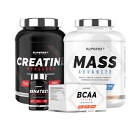 Superset Nutrition | Programme Prise De Masse Expert - Mass Advanced 2,5kg Cookies - Créatine HardcoreTropical - Bcaa Xtreme - Xenatest Hardcore