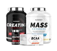 Superset Nutrition | Programme Prise De Masse Expert - Mass Advanced 2,5kg Vanille Crémeuse - Créatine HardcoreTropical - Bcaa Xtreme - Xenatest Hardcore
