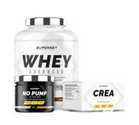 Superset Nutrition | Programme Prise De Muscle Sec Confirmé - 100% Whey Proteine Advanced 2kg Chocolat - No Pump Xtreme Long Island Icetea - Créa Max