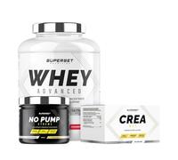 Superset Nutrition | Programme Prise De Muscle Sec Confirmé - 100% Whey Proteine Advanced 2kg Fraise Yogourt - No Pump Xtreme Pina Colada - Créa Max