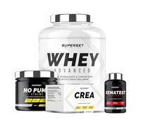 Superset Nutrition | Programme Prise De Muscle Sec Expert - 100% Whey Proteine Advanced 2kg Fraise - No Pump Xtreme - Créa Max - Xenatest Hardcore Pina Colada
