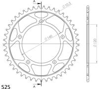 Supersprox Stahl-Kettenrad 525 - 45Z (schwarz) RFE-1792:45-BLK|ID 120,0 LK 140,0 5-Loch