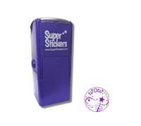 Superstickers Tampon pour enseignant - Design baguette magique - Encre violette - Tampon auto-encreur pour marquage - 23 x 23 mm