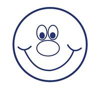 SuperStickers Tampon pré-encré smiley bleu, rouge, 28 mm