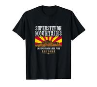 Superstition Mountains, Arizona T-Shirt Graphique avec Valeur, Homme, Noir, M