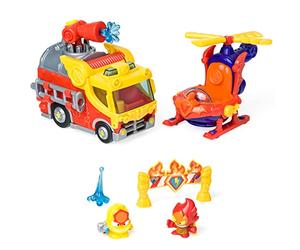 SUPERTHINGS Mission Fire Strike - Blister avec 2 SuperThings exclusifs, 1 hélicoptère, 1 Camion de Pompiers. Diversité d'activités