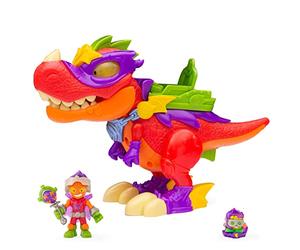 SUPERTHINGS V-Rex Superdino - Articulated Villain Dinosaur with Lights and Sound Effects, 1 Exclusive Kazoom Kid and 1 Exclusive SuperThing