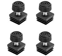Supertool Lot de pieds de meubles réglables, 25 x 25 mm, Kits d'inserts pour tubes carrés, Embouts de pieds de chaise avec filetage réglable pour pieds de meubles, Noir, 4 pièces